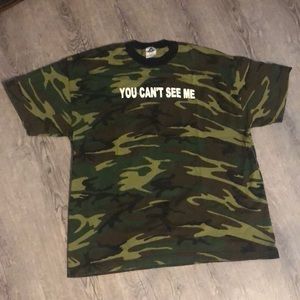 3/15$ camo print T-shirt “You can’t see me”